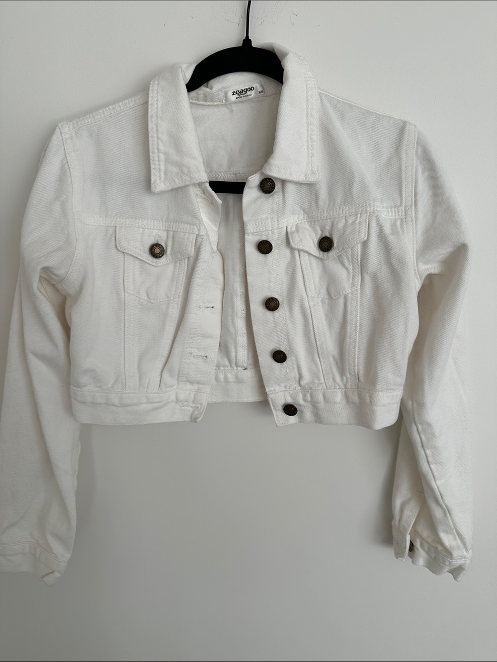 zeagoo White Cropped Denim Jacket